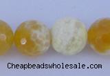 CAB968 15.5 inches 10mm faceted round fire crackle agate beads