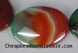 CAG1078 15.5 inches 30*40mm faceted oval rainbow agate beads