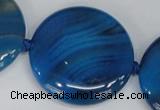 CAG1290 15.5 inches 35mm flat round line agate gemstone beads
