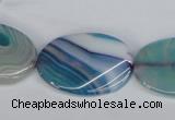 CAG1295 15.5 inches 20*30mm twisted oval line agate gemstone beads