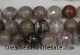 CAG1526 15.5 inches 10mm faceted round fire crackle agate beads
