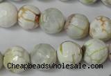 CAG1534 15.5 inches 12mm faceted round fire crackle agate beads