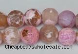 CAG1536 15.5 inches 12mm faceted round fire crackle agate beads