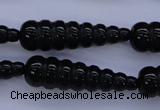CAG1697 15.5 inches 10*35mm carved teardrop black agate beads