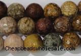 CAG1714 15.5 inches 12mm faceted round rainbow agate beads