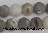 CAG1840 15.5 inches 14mm round matte druzy agate beads whholesale