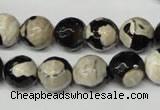 CAG2244 15.5 inches 12mm faceted round fire crackle agate beads