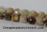 CAG3862 15.5 inches 8mm faceted round fire crackle agate beads