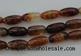 CAG4126 15.5 inches 6*12mm rice dragon veins agate beads