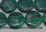 CAG4424 15.5 inches 20mm flat round dyed blue lace agate beads