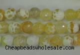 CAG4502 15.5 inches 8mm faceted round fire crackle agate beads