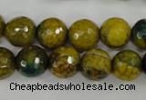 CAG4541 15.5 inches 12mm faceted round fire crackle agate beads