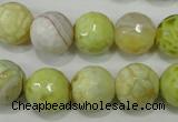 CAG4559 15.5 inches 14mm faceted round fire crackle agate beads