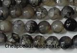 CAG4600 15.5 inches 4mm faceted round fire crackle agate beads