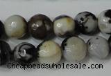 CAG4613 15.5 inches 6mm faceted round fire crackle agate beads
