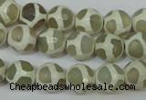 CAG4816 15 inches 10mm faceted round tibetan agate beads wholesale