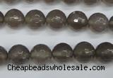 CAG4827 15 inches 10mm faceted round grey agate beads wholesale