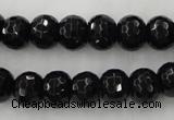 CAG5068 15.5 inches 8*10mm faceted rondelle black agate beads