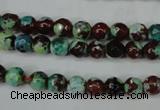 CAG5214 15 inches 6mm faceted round fire crackle agate beads
