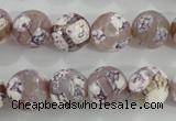 CAG5354 15.5 inches 12mm faceted round tibetan agate beads wholesale