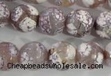 CAG5355 15.5 inches 14mm faceted round tibetan agate beads wholesale
