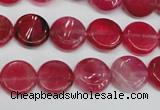 CAG5630 15 inches 12mm flat round dragon veins agate beads