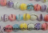 CAG5706 15 inches 8mm faceted round tibetan agate beads wholesale