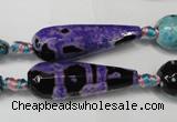 CAG5762 15 inches 10*30mm faceted teardrop fire crackle agate beads