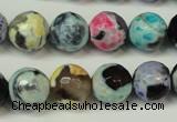 CAG5830 15 inches 12mm faceted round fire crackle agate beads