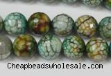 CAG5833 15 inches 12mm faceted round fire crackle agate beads