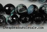 CAG5841 15 inches 14mm faceted round fire crackle agate beads