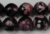CAG5861 15 inches 16mm faceted round fire crackle agate beads
