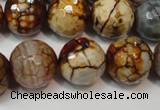 CAG5867 15 inches 16mm faceted round fire crackle agate beads