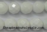 CAG6102 15.5 inches 8mm faceted round white agate gemstone beads