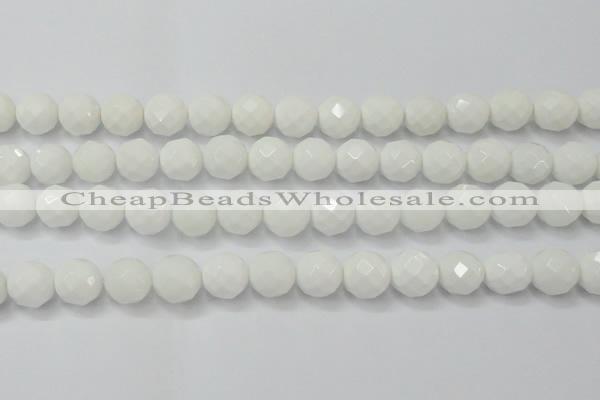 CAG6103 15.5 inches 10mm faceted round white agate gemstone beads