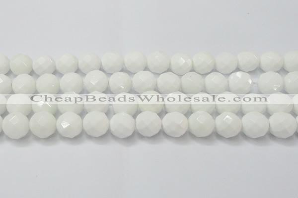CAG6104 15.5 inches 12mm faceted round white agate gemstone beads