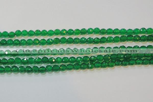 CAG6612 15.5 inches 6mm faceted round green agate gemstone beads