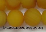 CAG6723 15 inches 14mm round yellow pilates agate beads
