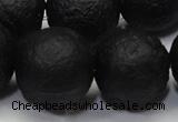 CAG6745 15 inches 18mm round black pilates agate beads