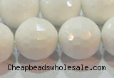 CAG7188 15.5 inches 20mm faceted round white agate gemstone beads