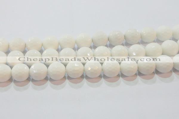 CAG7188 15.5 inches 20mm faceted round white agate gemstone beads