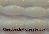 CAG7205 15.5 inches 8*16mm rice white agate gemstone beads