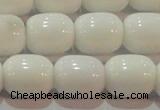 CAG7211 15.5 inches 10*12mm drum white agate gemstone beads