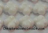 CAG7221 15.5 inches 14*14mm carved flower white agate gemstone beads