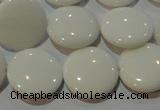 CAG7251 15.5 inches 10mm flat round white agate gemstone beads
