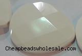 CAG7271 15.5 inches 40*50mm faceted flat teardrop white agate beads
