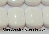 CAG7275 15.5 inches 18*25mm rectangle double drilled white agate beads