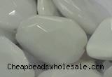CAG730 15.5 inches 20*30mm faceted freeform white agate beads