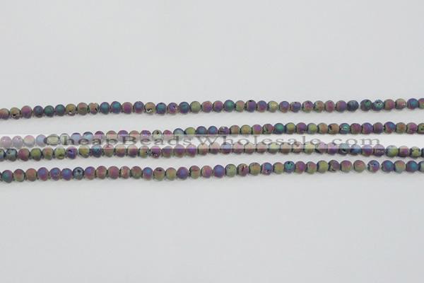CAG7448 15.5 inches 4mm round plated druzy agate beads wholesale
