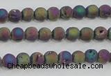 CAG7449 15.5 inches 6mm round plated druzy agate beads wholesale